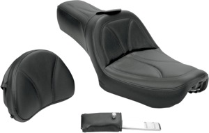 King Plain 2-Up Seat Black Gel w/Backrest - For 06-17 Dyna