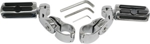 Ribbed Clamp-On Highway Bar Footpegs w/Mount 11/4" Chrome