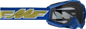 FMF PowerBomb Rocket Goggles Clear Lens Navy/Gold - Clear lens goggles in deep navy/gold