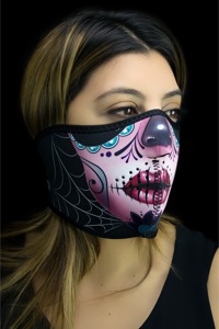 Half-Face Neoprene Mask - Face Mask Neo 1/2 Sugar Skull
