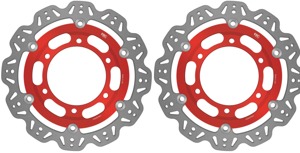 Front VEE Brake Rotors - Red - VEE Style Brake Rotor - Red Center Front Kit