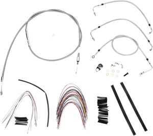 Extended Braided S.S. Control Cable Kit for Baggers - 18" tall bars (non-ABS)