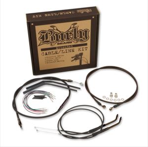 Extended Black Control Cable Kit for 12" T-Bar Bars - For 16-17 HD FXDLS Dyna Low Rider S