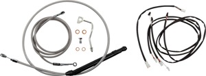 Extended Black Control Cable Kit for 12" T-Bar Bars - Fits 21-23 Harley Davidson Touring Models