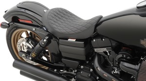 Low Diamond SR Leather Solo Seat - Black - For 06-17 Harley Dyna