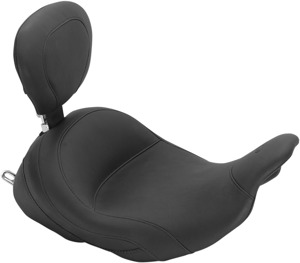 Lowdown Plain Vinyl Solo Seat w/Backrest - For 06-20 Harley FLH FLT