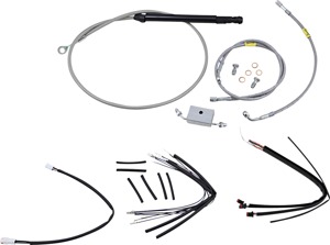 Extended Braided S.S. Control Cable Kit For 16" Gorila Bars - Fits 18-23 Harley Davidson Softail Models