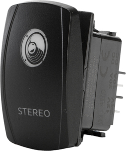 "Stereo" Illuminated Rocker Switch - Amber Lighted SPST Rocker