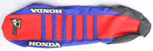 Gripper Seat Cover Blue/Red - For 14-17 Honda CRF250R