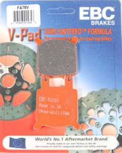 Brake Pads for JayBrake Calipers - Fa76V Semi Sint Brk Pad Ebc