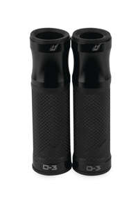 D3 Motorcycle Grips - Black w/ Black Metal Trim, 7/8" bars w/ Twist Throttle