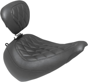 Tripper Diamond Wide Solo Seat w/Backrest - For 18-21 HD FLFB Fat Boy