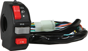 Universal Narrow Left Hand Switch - Lights, Signals, Horn - 28.5 mm Wide, Includes High-Beam Indicator