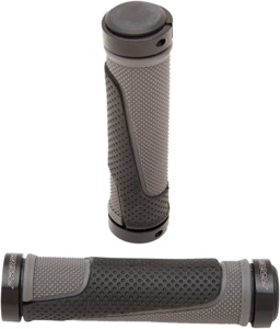 Gray & Black 997 Lock-On Open End Locking ATV Grips w/ End Plugs - Also fits Watercraft & MTB