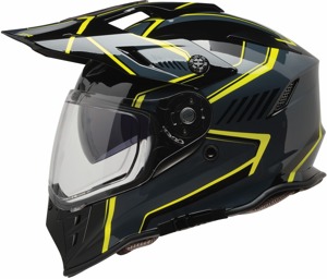 Z1R Range 2.0 Voyager Helmet XL Gloss Black/Gray/Hi-Vis - Dual sport helmet with drop-down sun visor