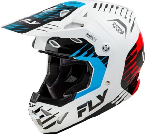 Fly Racing Formula CP Slice Helmet White/Red/Cyan 2X - ECE/DOT approved lightweight helmet