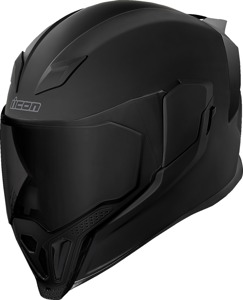 ICON Airflite Dark Helmet - Matte Black (M) - Full face helmet with smoke sun shield