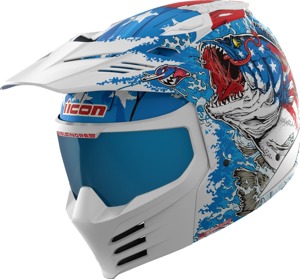 ICON Elsinore American Basstard Helmet XL Blue - Modular helmet with MX Shield