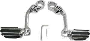 Tapered/Ribbed Clamp-On Highway Bar Footpegs w/Mount 11/4" Chrome