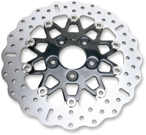 Black Chrome Contour Floating Brake Rotor - 10 Button Contour Floating Brake Rotor - Black Chrome Center