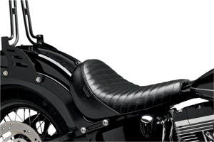 Bare Bones Pleated Vinyl Solo Seat - Black - For Harley FLS FXS