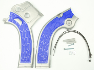 X-Grip Frame Guards Silver/Blue - For 05-20 YZ125 YZ250/X