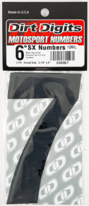 #7 6" Tall Black "SX" Stick-On Race Numbers - 3 Pack