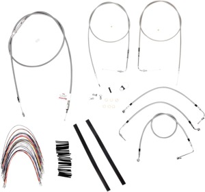 Extended Braided S.S. Control Cable Kit - 16" tall bars - For 2007 Road King & Road Glide