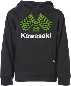 Youth Kawasaki Finishline Hoody - Kaw Finishline Hoody Blk Ymd