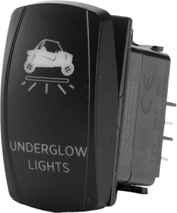 "Underglow Lights" Illuminated Rocker Switch - Amber Lighted SPST Rocker