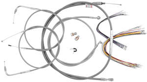 Extended Braided S.S. Control Cable Kit for Softails - 14" tall bars