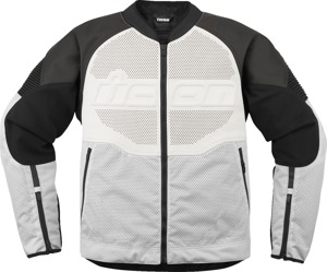 ICON Overlord3 Leather Jacket XL Black/White Men's - Sport leather jacket with D3O protection