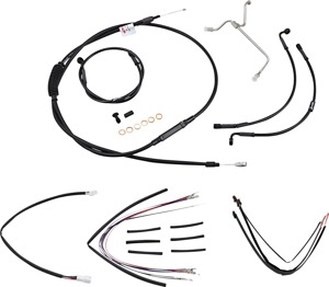 Extended Black Control Cable Kit for 13" Bagger Bars