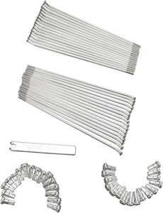Rear Spoke/Nipple Set (w/ Wrench) - 8 Gauge / 36 Qty - Silver