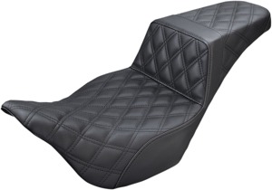 Step-Up Full Lattice Stitch 2-Up Seat Black Gel - For Harley FLH FLT