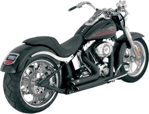 Shortshots Staggered Black Full Exhaust - For 86-11 Harley Softail