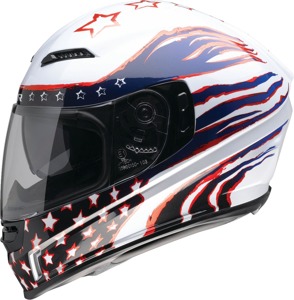 Z1R Jackal Patriot Helmet Gloss White/Blue/Red - Small - Full-face helmet with drop-down sun visor