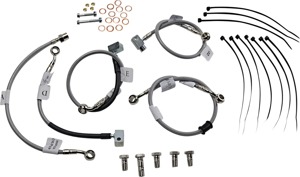 Stainless Steel ABS Brake Line Kit - 5 Lines, FR & RR Included - For 2017 Suzuki SV650A ABS