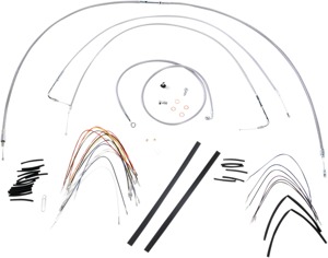 Extended Braided S.S. Control Cable Kit 14" tall bars - For 07-10 Harley Davidson FXST/B/D