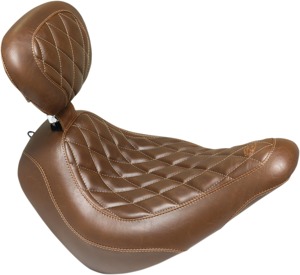 Tripper Diamond Brown Solo Seat w/Backrest - For 18-19 HD FLSB FXLR