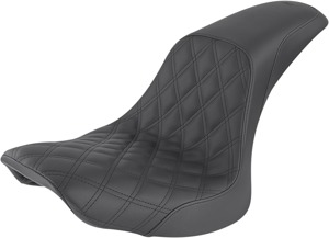 Profiler Lattice Stitched 2-Up Seat - Black - For 06-17 Harley FLSTC