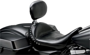 Monterey Studded Vinyl Solo Seat w/Backrest - For 08-20 Harley FLH FLT