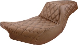 Step-Up Lattice Stitched 2-Up Seat Brown