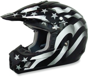 FX-17 Flag Full Face Offroad Helmet White/Black Small