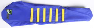 Gripper Seat Cover Blue/Yellow w/Ribs - For 14-16 Husqvarna FC FE TC TE