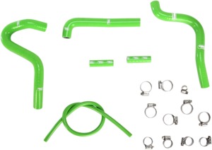 Green Race Radiator Hose Kit w/Clamps - For 94-98 Kawasaki KX250