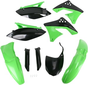 Full Plastic Kit - Green / Black Original 2010 - For 09-12 Kawasaki KX250F