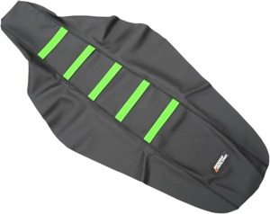 Black/Green Ribbed Seat Cover - For 16-18 Kawasaki KX450F