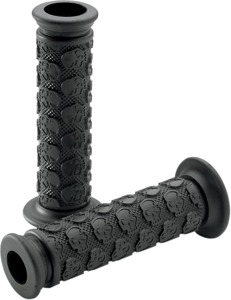 Skully Motorcycle Grips - Black, 7/8" bars w/ Twist Throttle