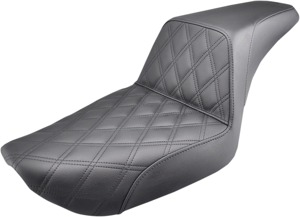 Step-Up Lattice Stitched 2-Up Seat - Black - For 96-03 Harley FXD